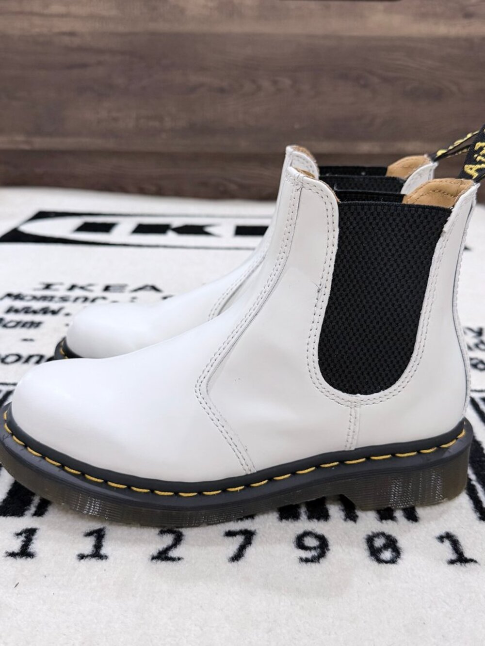 Dr. Martens 2976 White Leather Chelsea Boot Women 5 Yellow Stitch 26228100